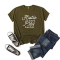 Hustle Hard Pray Harder Letter Print Short-sleeved T-shirt