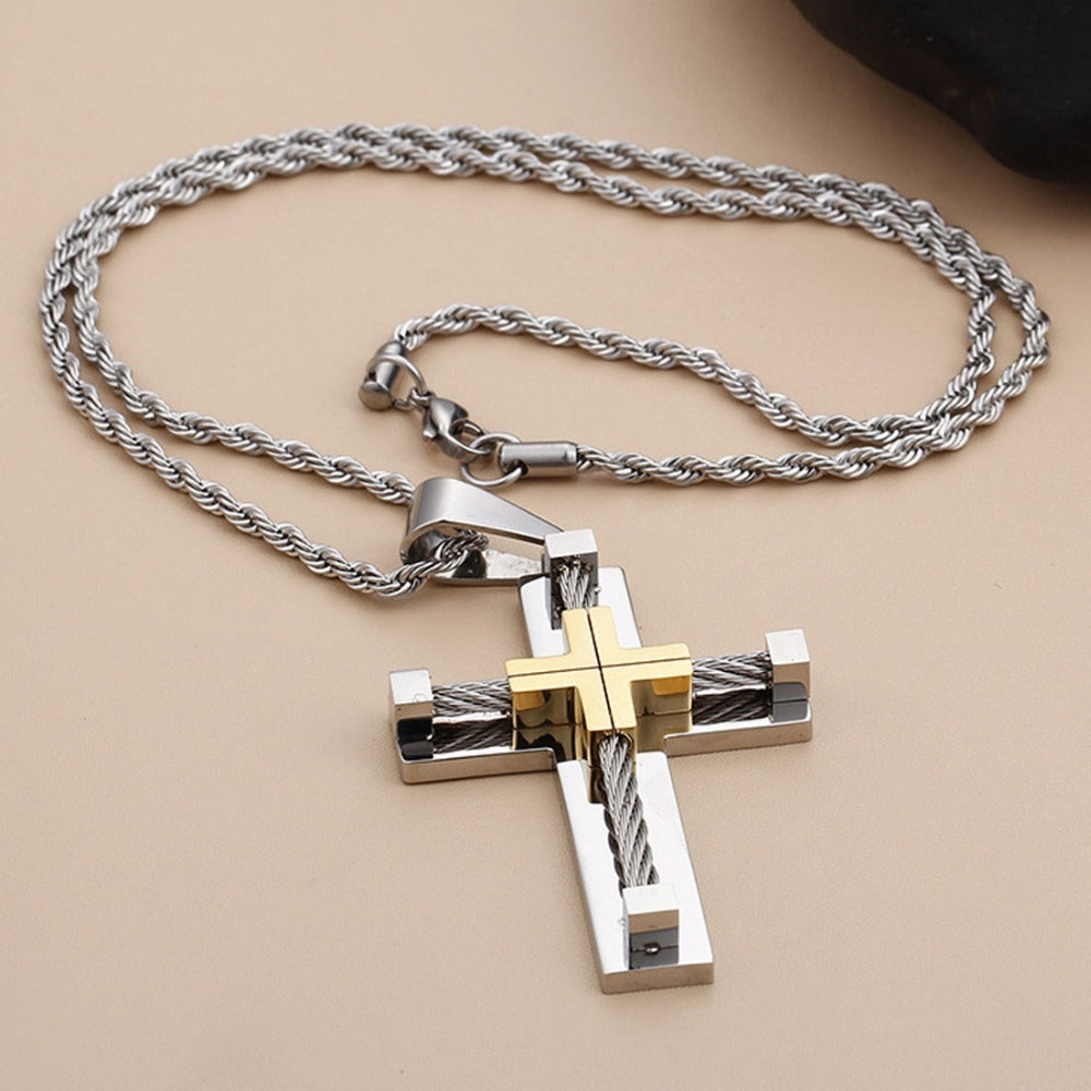 Cross titanium steel pendant