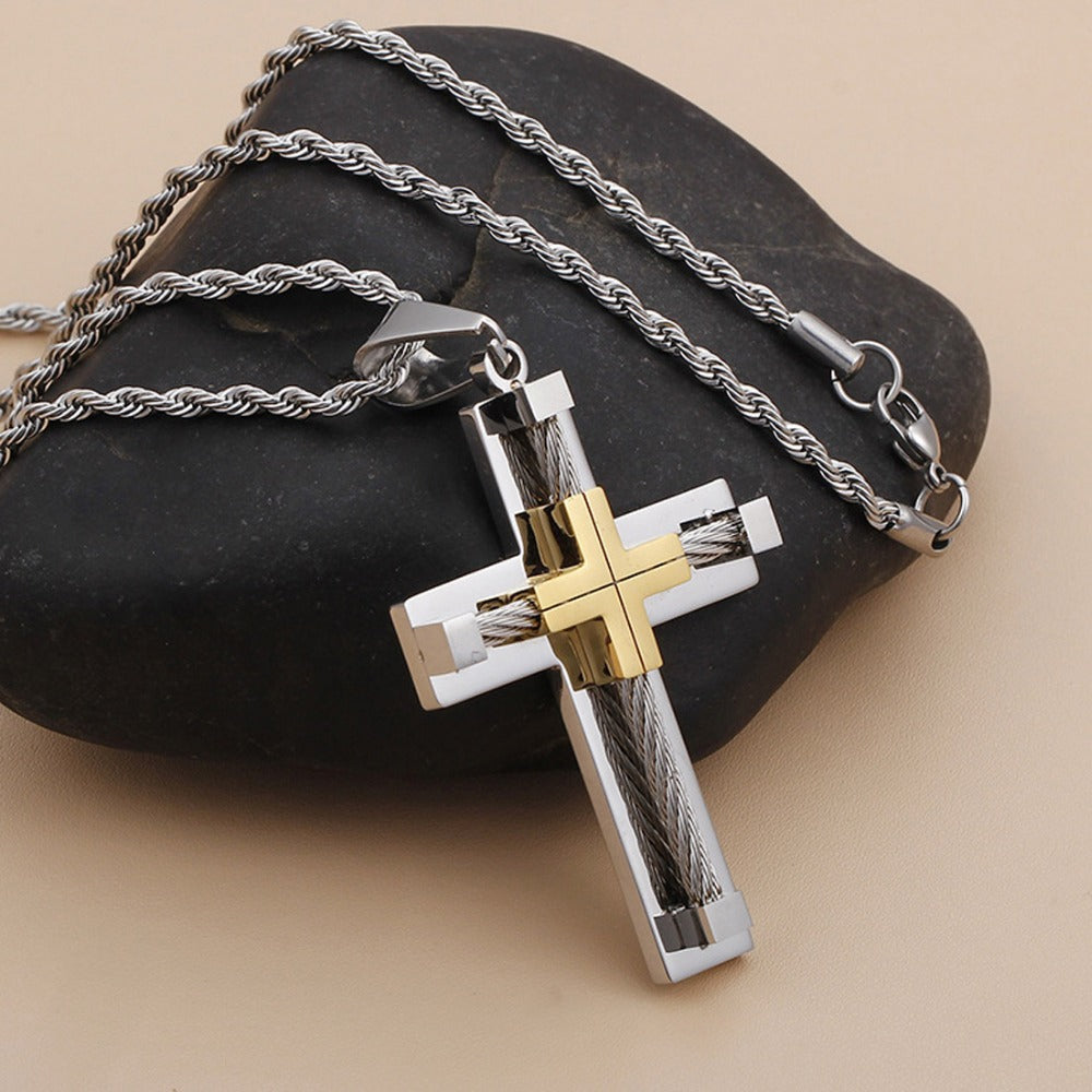 Cross titanium steel pendant