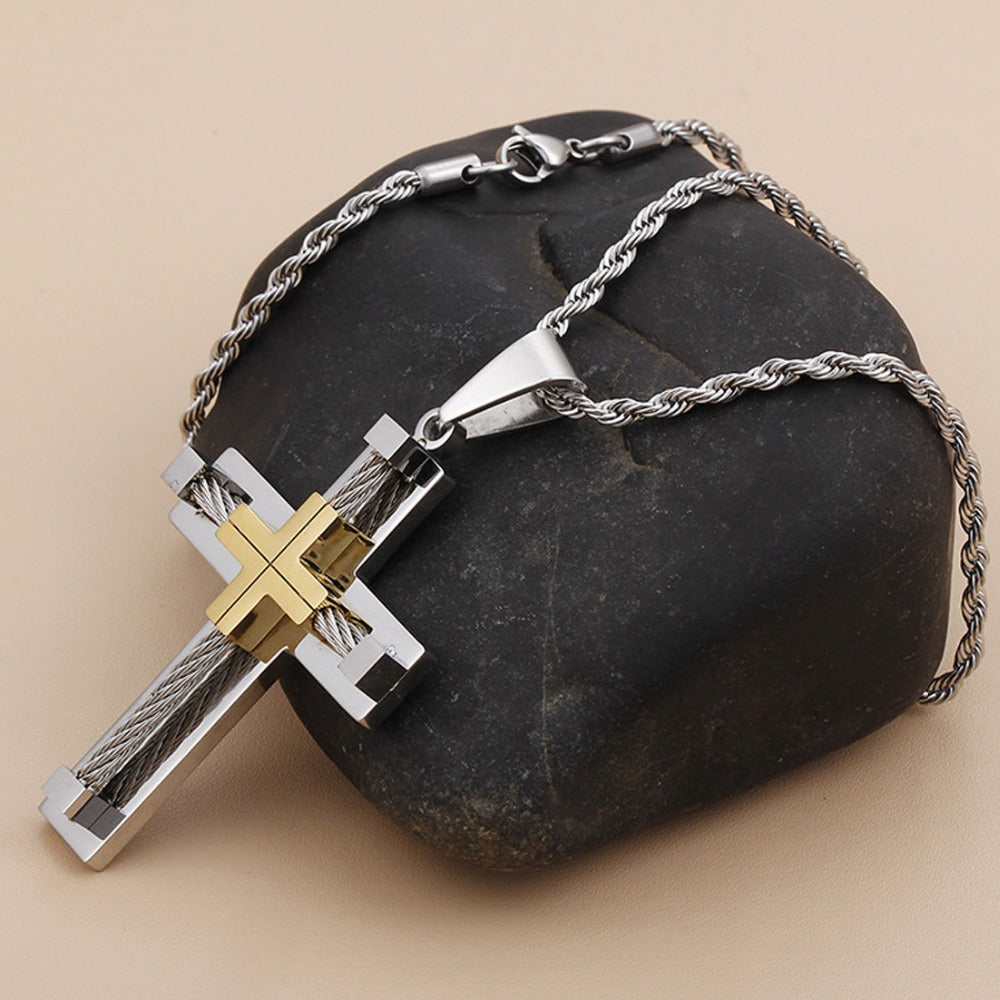 Cross titanium steel pendant
