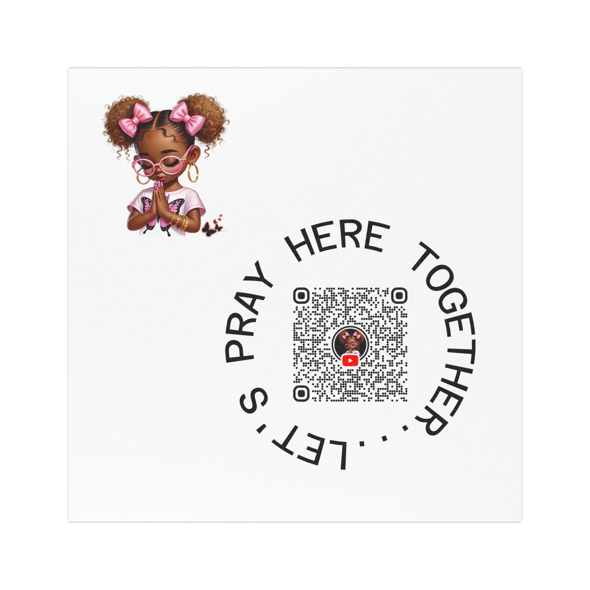 Let's Pray Together Car Magnet — Cute Girl Prayer QR Design