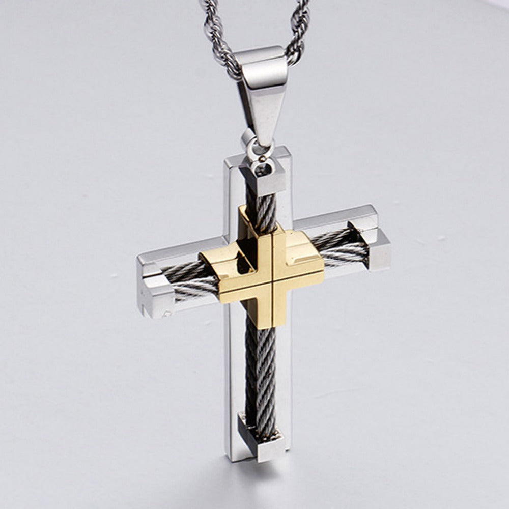 Cross titanium steel pendant