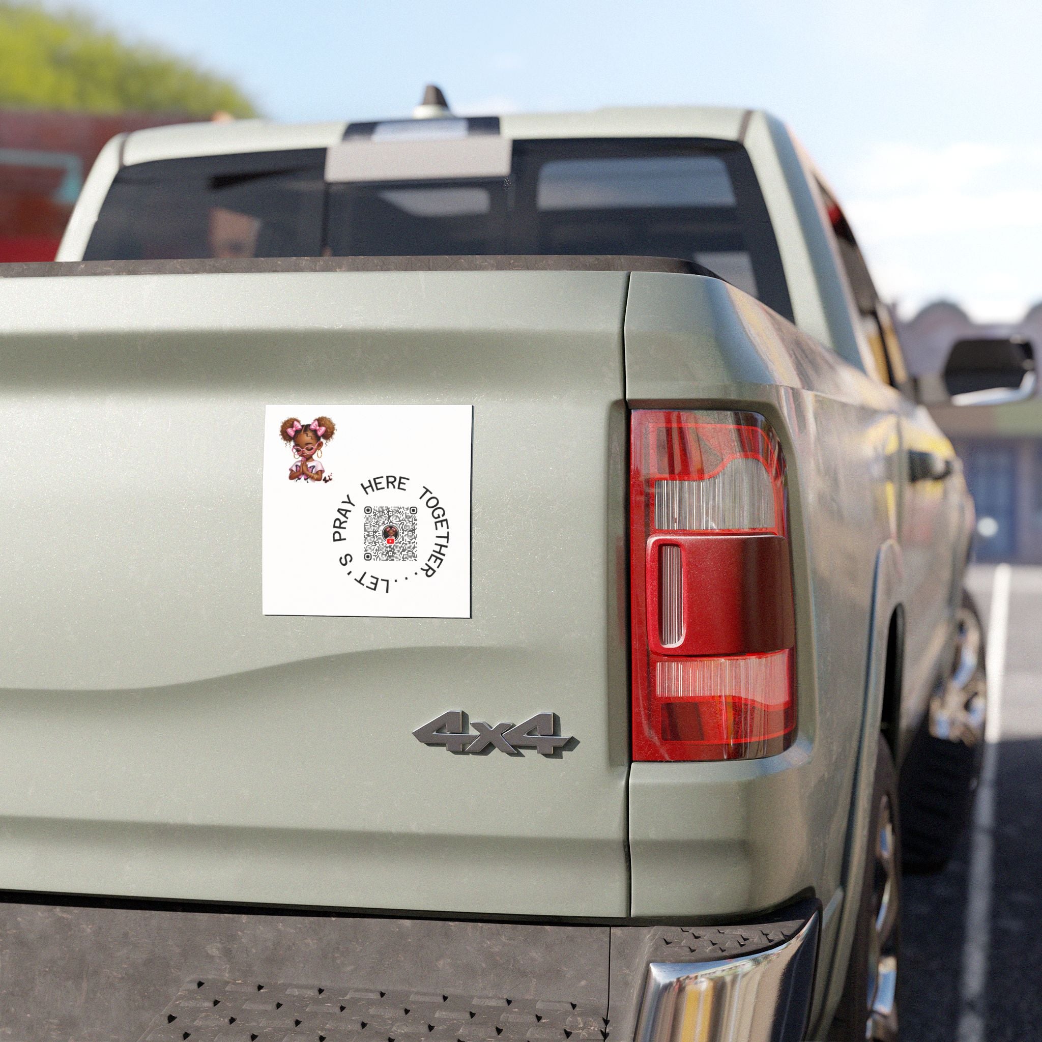 Let's Pray Together Car Magnet — Cute Girl Prayer QR Design