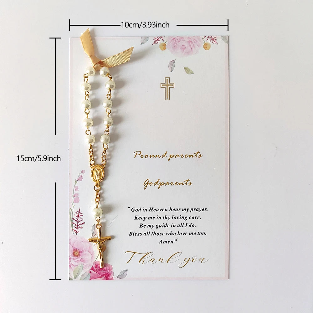 20/10pcs Baptism favor cards with rosaries Birthday Baptism Communion Christening Decor for your New born