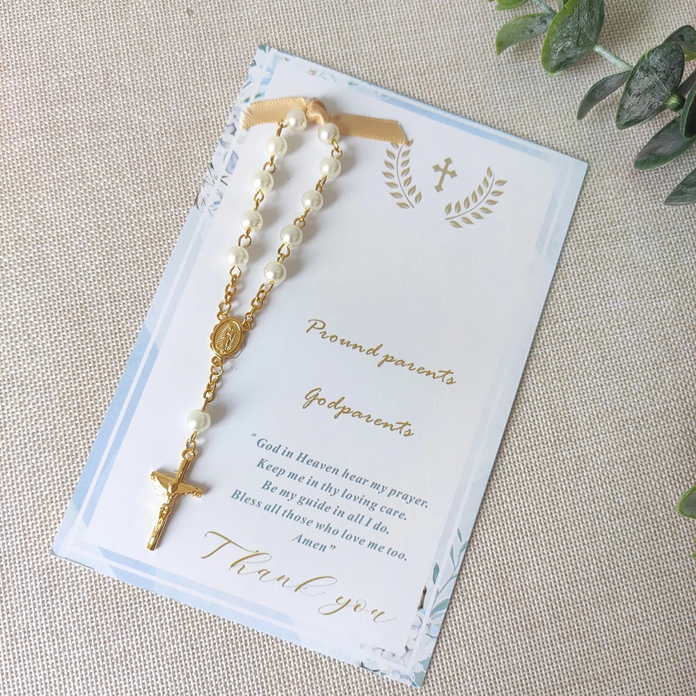 20/10pcs Baptism favor cards with rosaries Birthday Baptism Communion Christening Decor for your New born