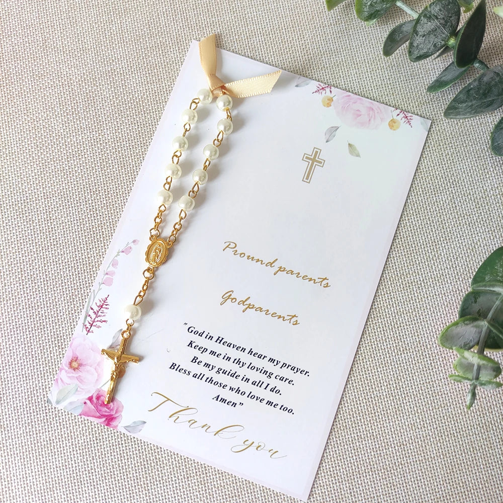 20/10pcs Baptism favor cards with rosaries Birthday Baptism Communion Christening Decor for your New born