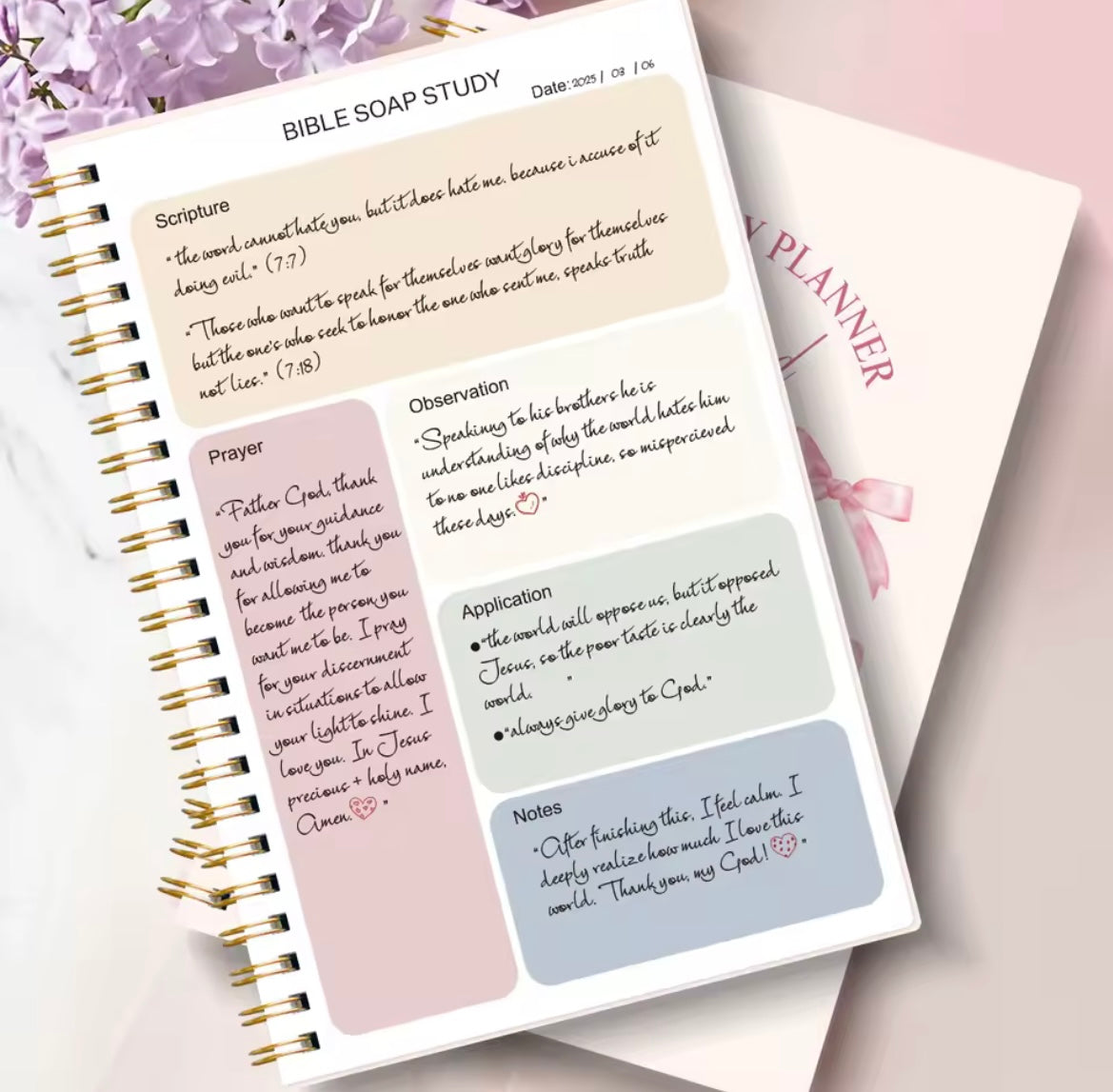 Christian Bible Study Journal, Spiral, Prayer Devotional Book, Scriptures Gift