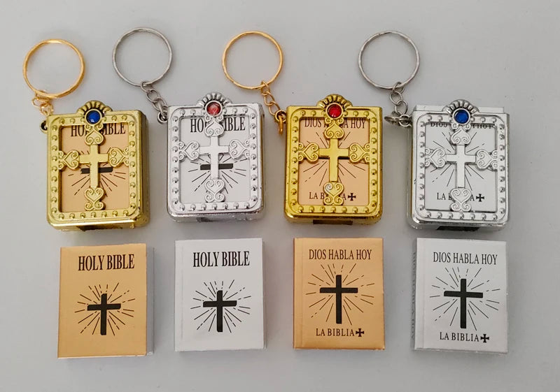 10 Pieces Gold Silver English Mini Holy Bible Spanish Dios Habla Hoy For Kids Baptism and Holy Communion Party Guests Small Gift