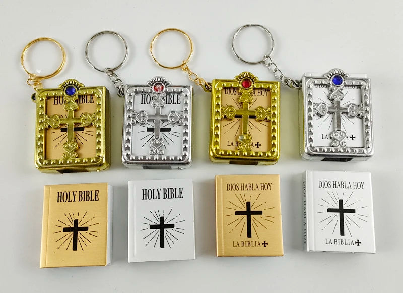 10 Pieces Gold Silver English Mini Holy Bible Spanish Dios Habla Hoy For Kids Baptism and Holy Communion Party Guests Small Gift