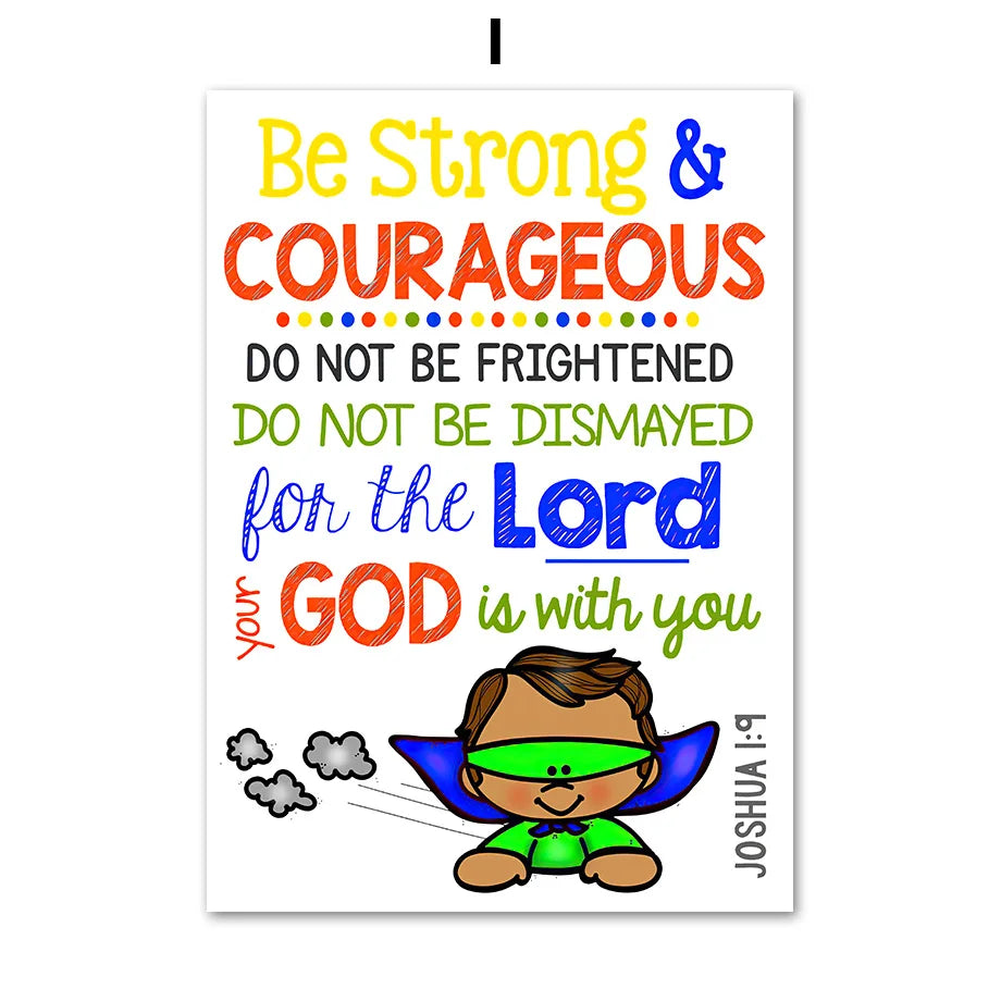 Kids Bible Verses Christian Church Scripture Wall Art Canvas Painting Nordic Poster And Print Pictures Child Room Home Decor