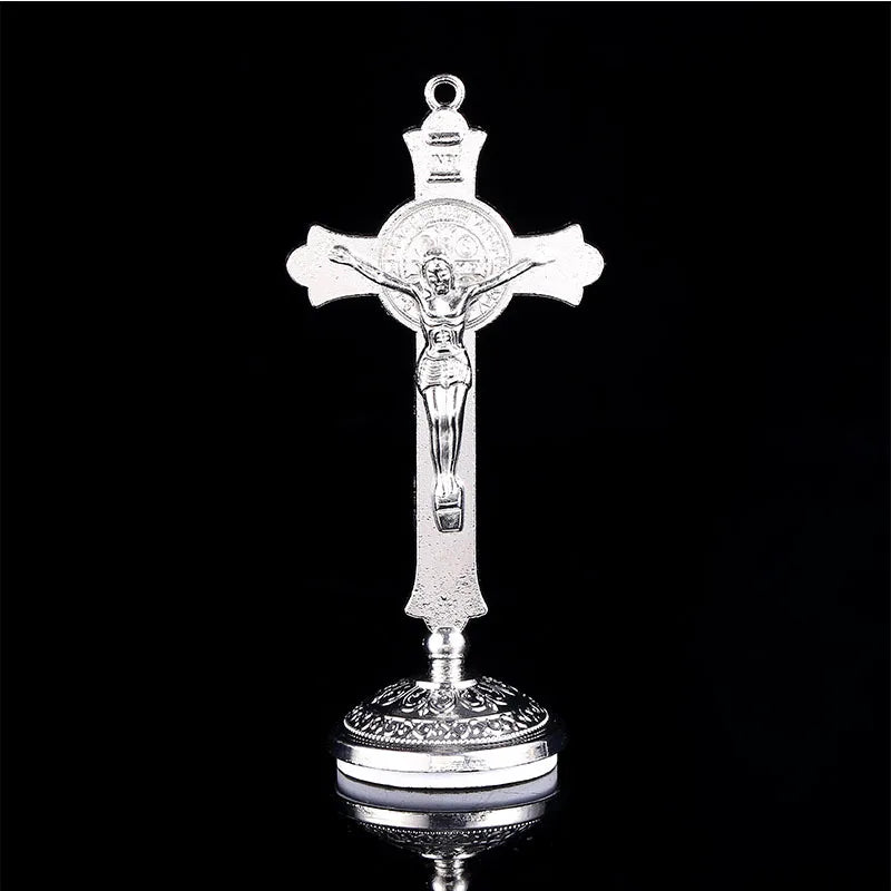 Gold Plated Jesus Cross Dashboard Decoration, Interior Church Decoration Jesus Cross Statue Jewelry