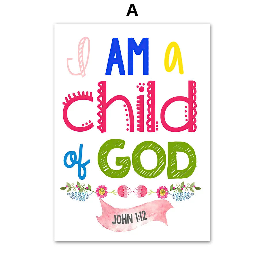 Kids Bible Verses Christian Church Scripture Wall Art Canvas Painting Nordic Poster And Print Pictures Child Room Home Decor