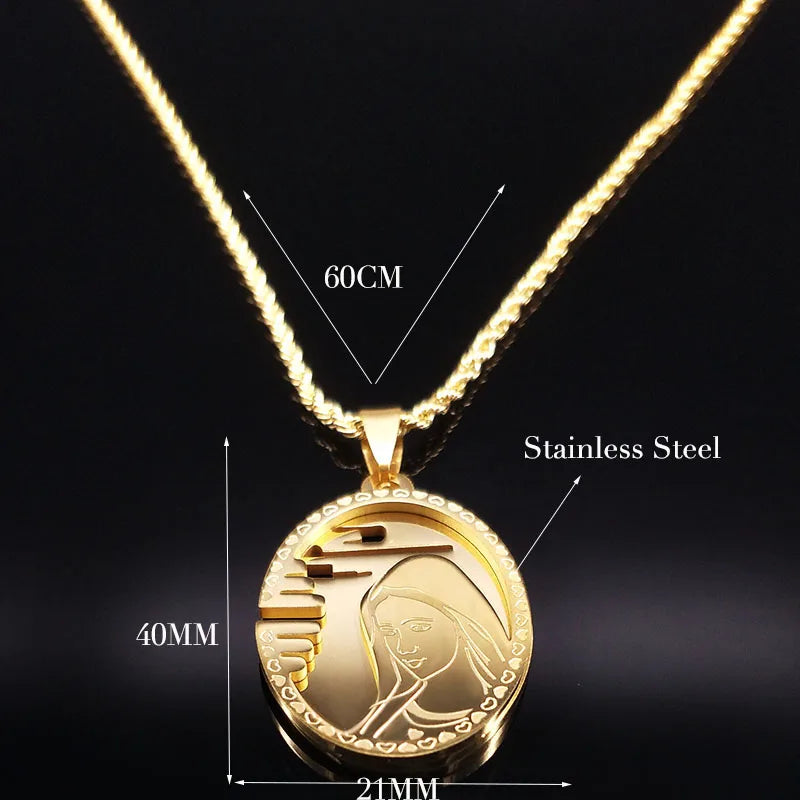 The Virgin Mary Stainless Steel Necklace Jewerly Our Lady of Guadalupe Virgin Girls Necklace Icon Medal Jewelry collares hombre