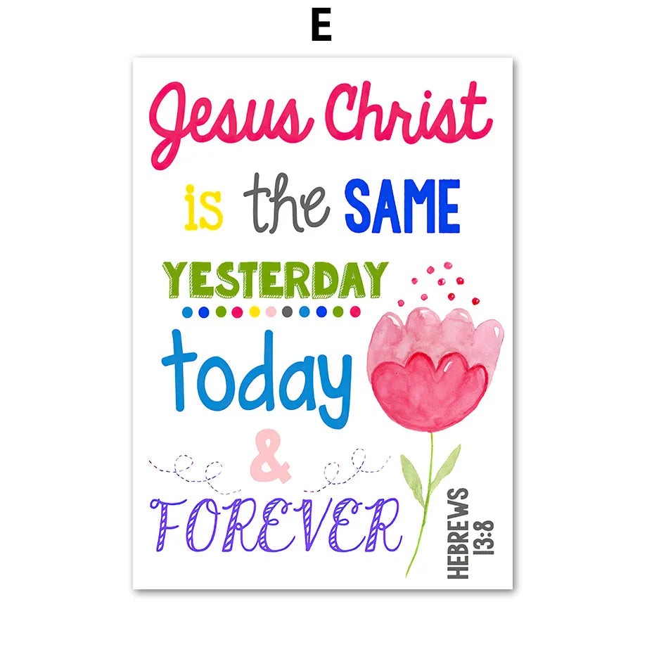 Kids Bible Verses Christian Church Scripture Wall Art Canvas Painting Nordic Poster And Print Pictures Child Room Home Decor