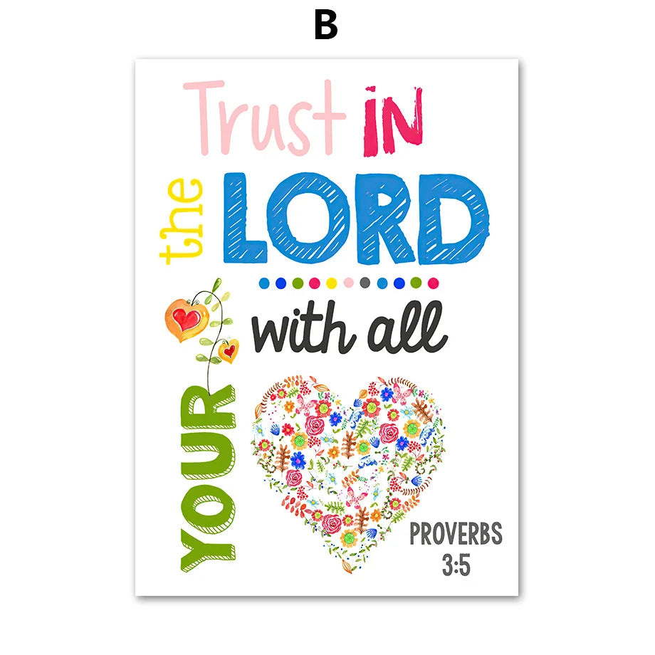 Kids Bible Verses Christian Church Scripture Wall Art Canvas Painting Nordic Poster And Print Pictures Child Room Home Decor