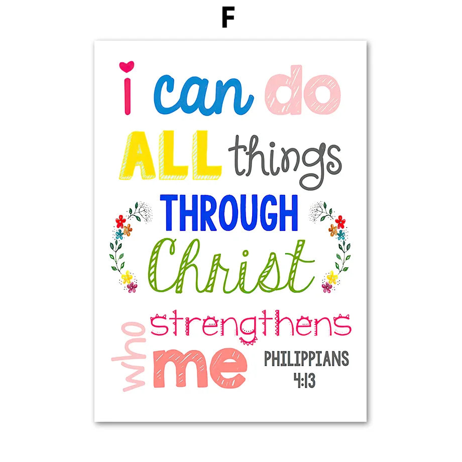 Kids Bible Verses Christian Church Scripture Wall Art Canvas Painting Nordic Poster And Print Pictures Child Room Home Decor