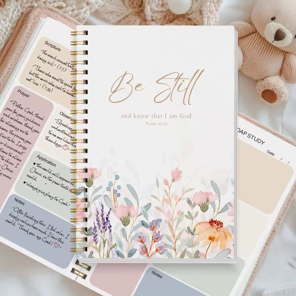 Christian Bible Study Journal, Spiral, Prayer Devotional Book, Scriptures Gift