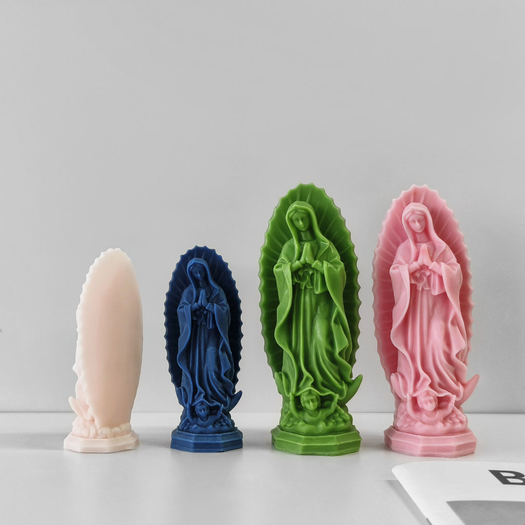 Blessed Virgin Mary Portrait Silicone Candle Mold 3D Prayer Madonna Statue Resin Plaster Making Tool Handmade Kit Home Decor