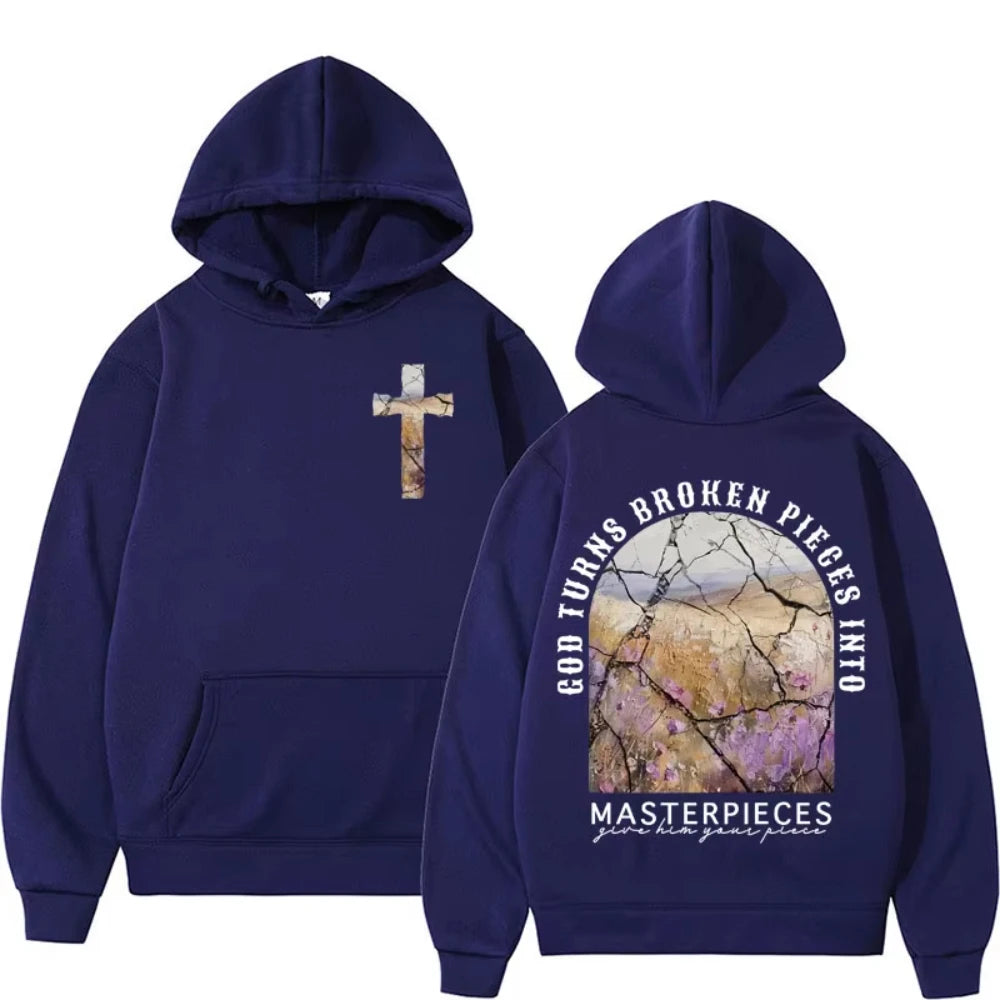 Masterpieces Christian Bible Verse Aesthetic Sweatshirt Religious Gift Jesus Apparel Hoodies Men Women Casual Long Sleeve Hooded