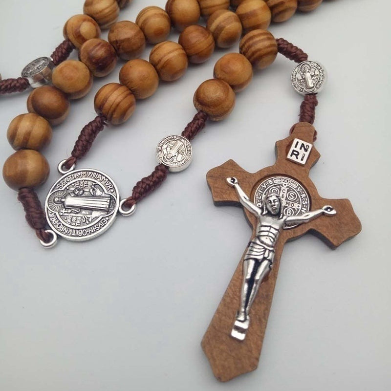 Rosary Catholic Rosary Handmade Wooden Cross Religious Car Ornaments