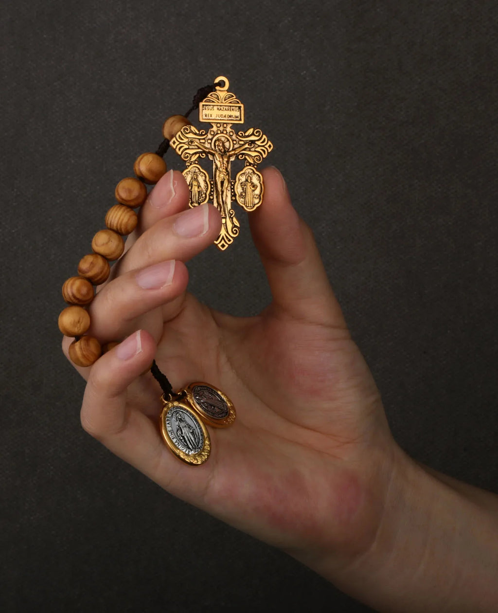 Catholic St Benedict Medal Pocket Rosary Lady Milagrosa Crucifix Cross Wooden Beads One Decade Prayer Rosaries Handmade Gift