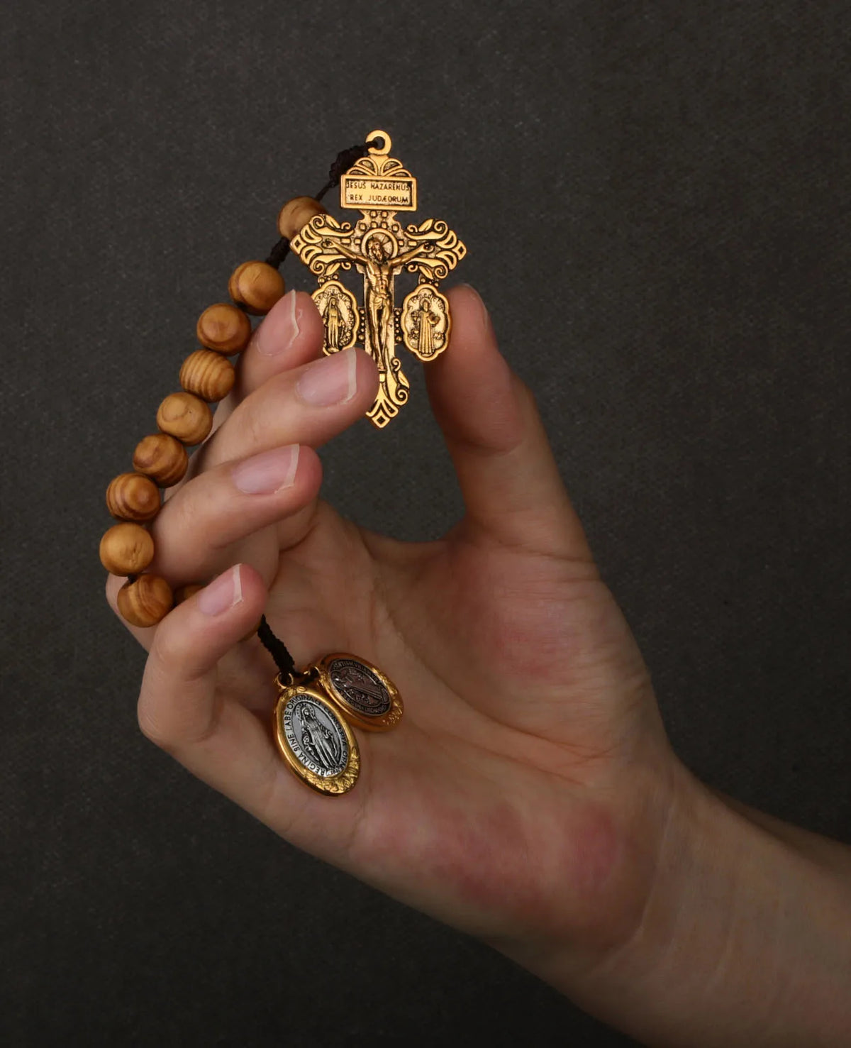 Catholic St Benedict Medal Pocket Rosary Lady Milagrosa Crucifix Cross Wooden Beads One Decade Prayer Rosaries Handmade Gift