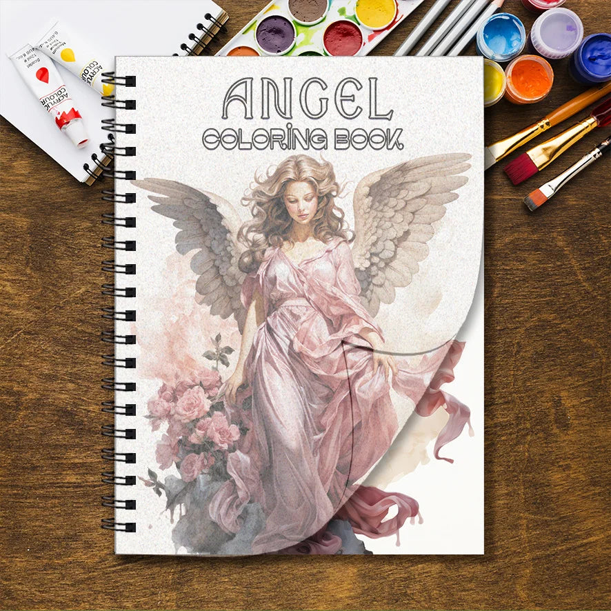 Coloring Book - 8.3 x 11.2 inches 32 pages Angel Coloring Book - Soothing, Back to School Gift, Gift for Family and Friends