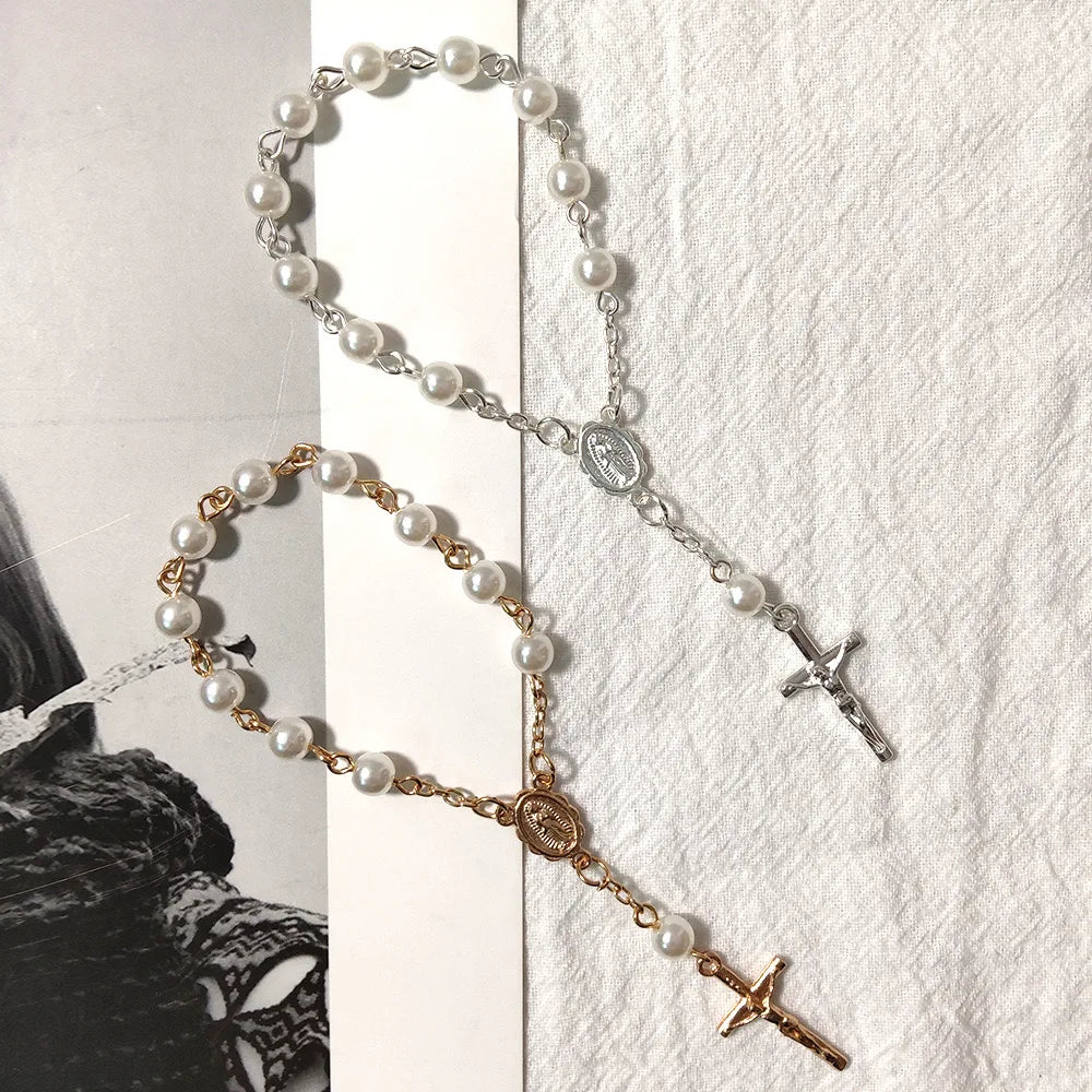 10-100pcs Mini Rosaries Memories for Baptism Catholic Communion Cross Mini Rosary Bracelet Bead for Baptism Favors Christening