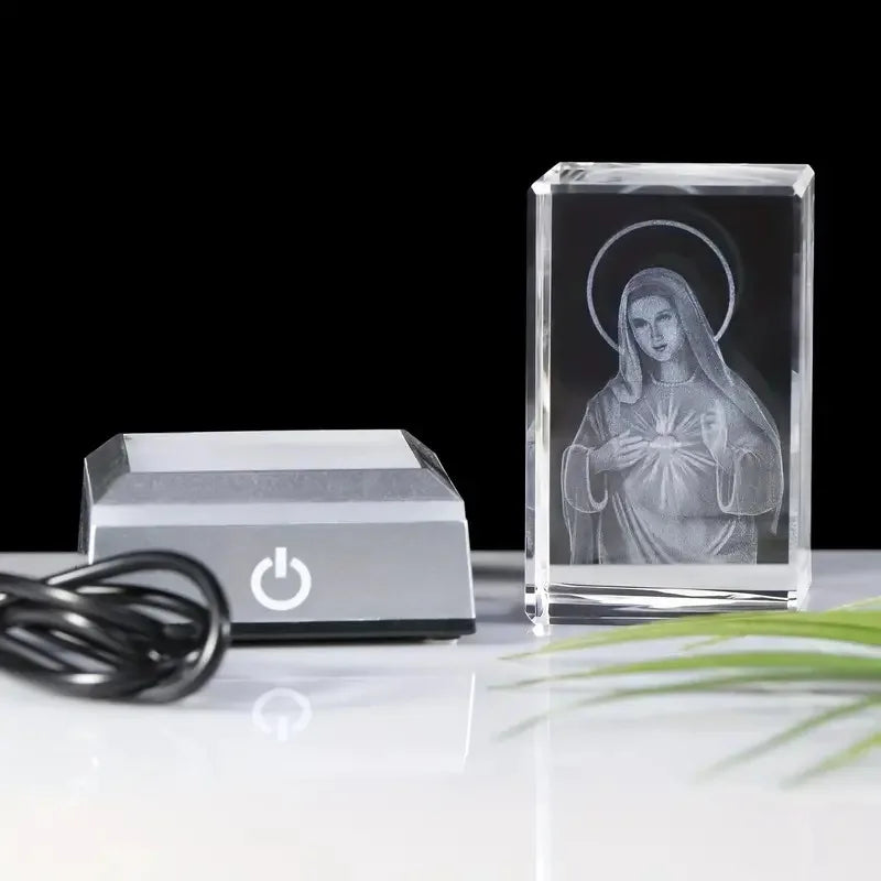 Crystal Virgin Mary Statue with LED Light,Gift for Girlfriend, Wife, Mother, Birthday, Mother'S Day, Christmas, Valentine'S Day