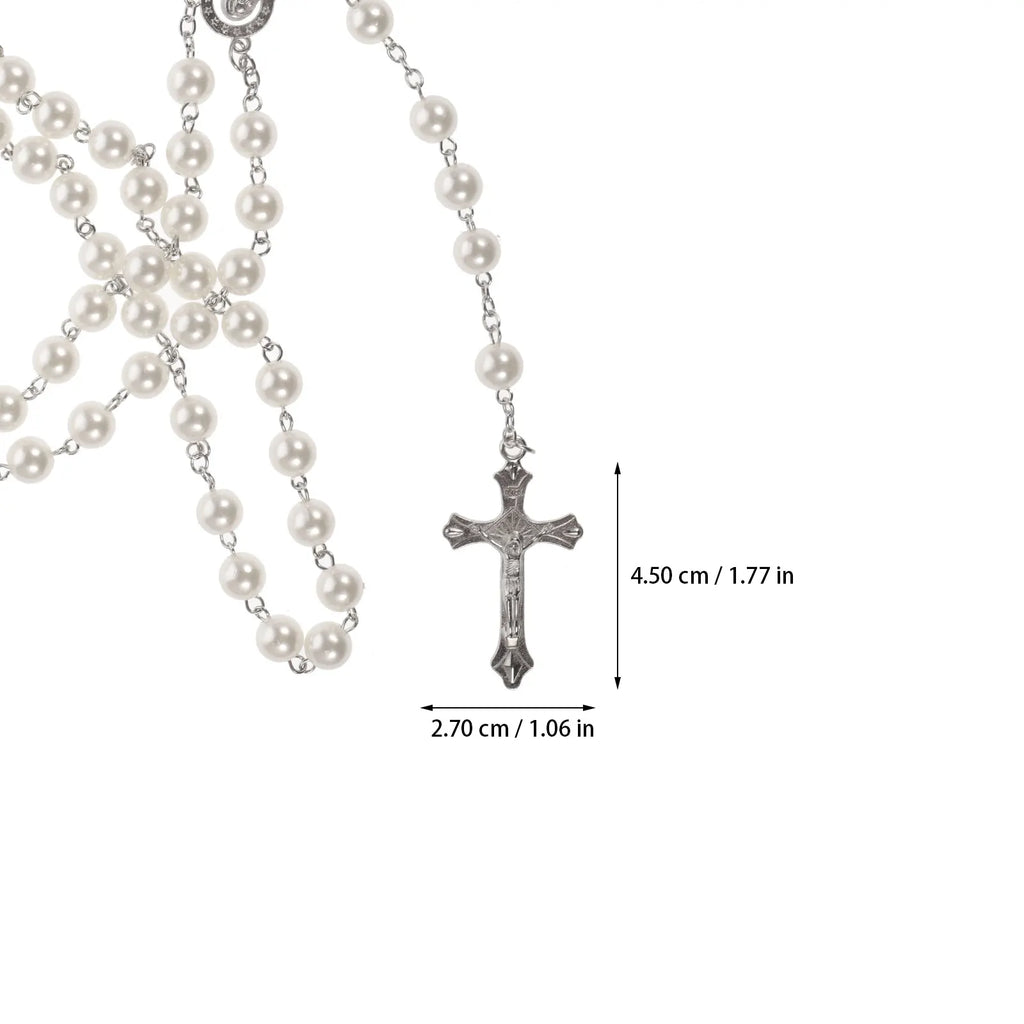 Love Rosary Catholic (Pink) 1pc Bead Necklaces Women Beaded Big Religious Cross Pendant