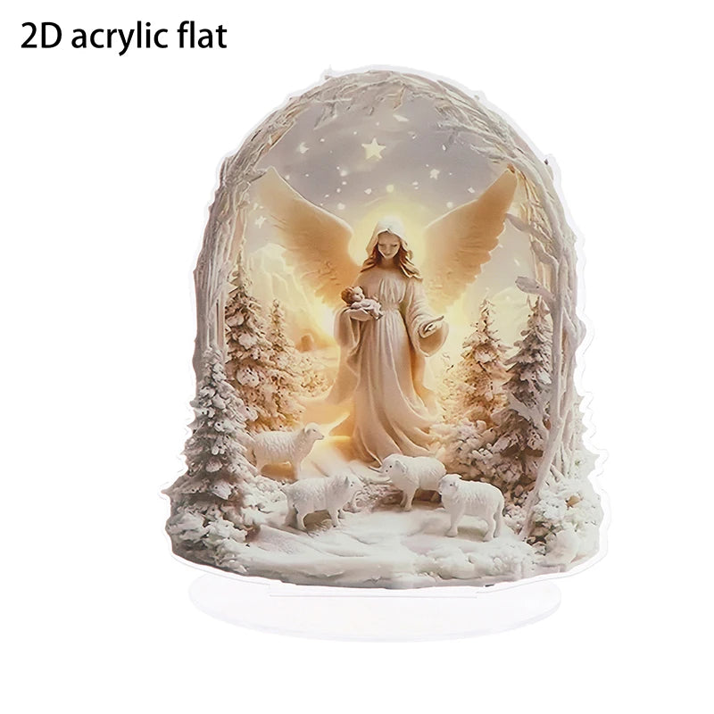 Nativity Scene Statue,2D Flat Jesus & Maria Acrylic Figurine,Home,Cafe,room,Studio,Table Ornament Christian Religion Decor
