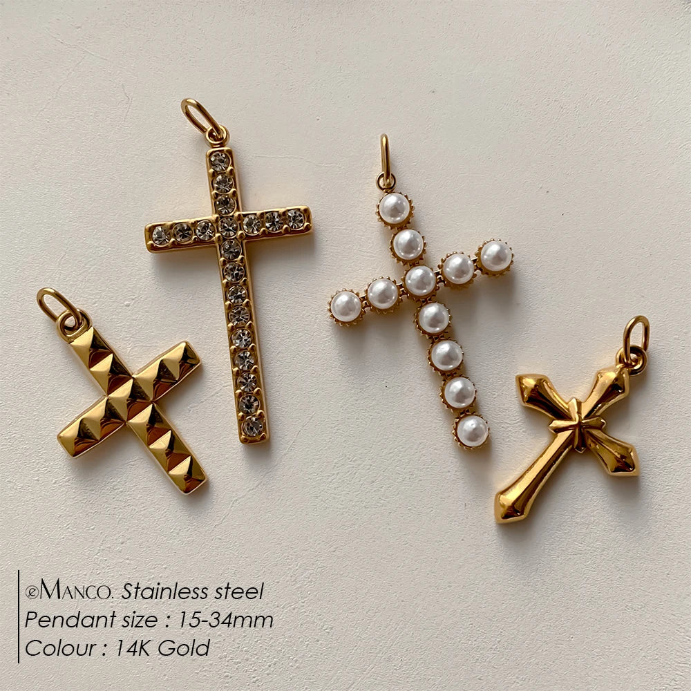 eMancoStainless Steel Cross Charm Pendants For Bracelet Necklace Jewelry Accessories Diy Jewelry Making 48 Hours Shipping