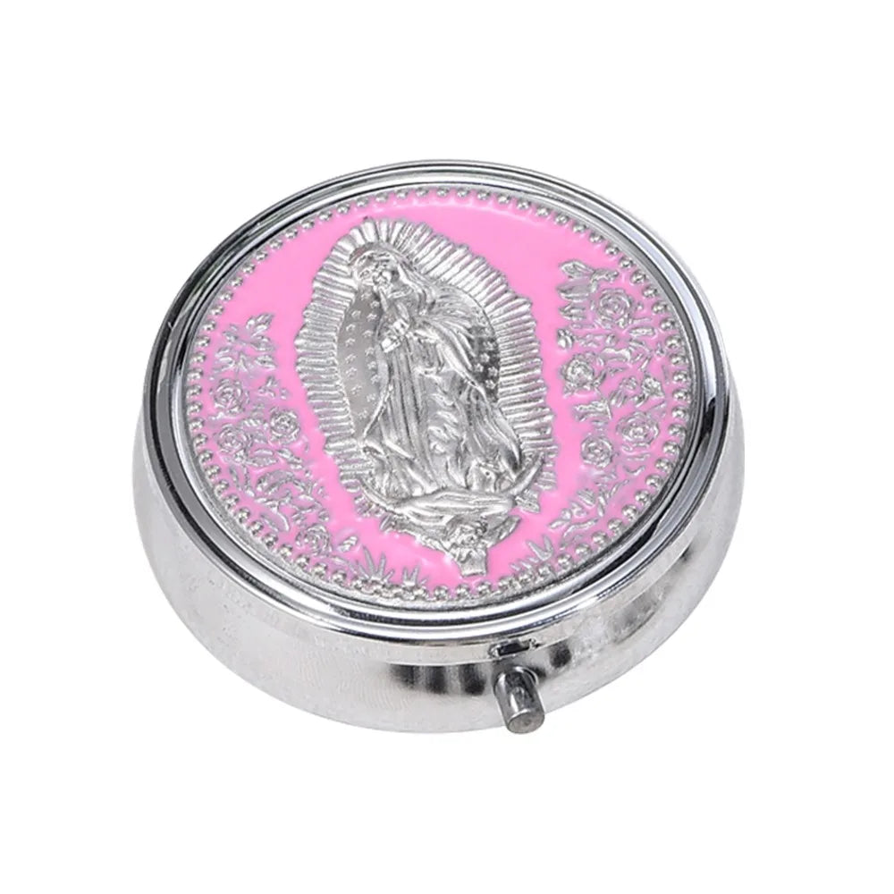 Classic Wowser Our Lady Prayer Rosary Storage Box Versatile Metallic Metal Gift Box Elegant Religious Jewelry Case Church Events