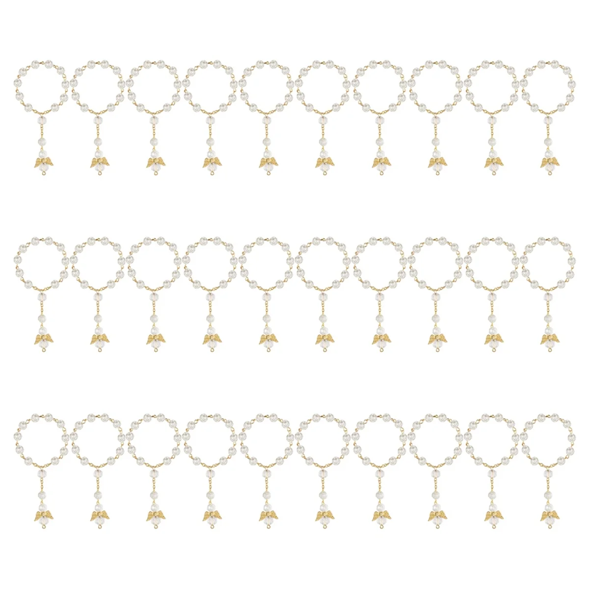 High-quality 30 Pieces Baptism Rosary Acrylic Rosary Beads Mini Rosaries with Angel for the First Communion Baptism Party Favors