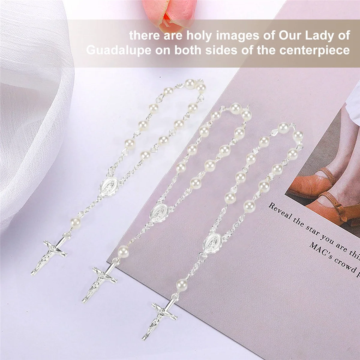 30Pcs Baptism Rosary Beads Finger Baptism Rosaries Faux for Baptism Favors Favors Communion Favors