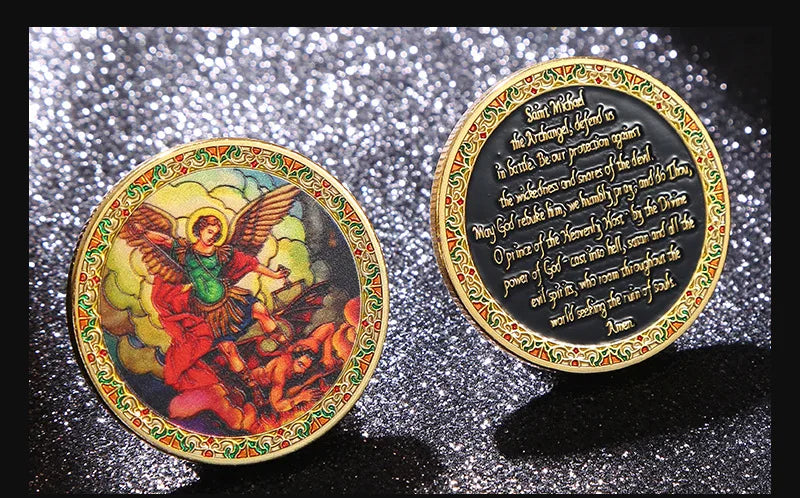 Saint Michael Challenge Coin Angel Metal Medal Craft Home Decoration Commemorative Coin Collection Gift