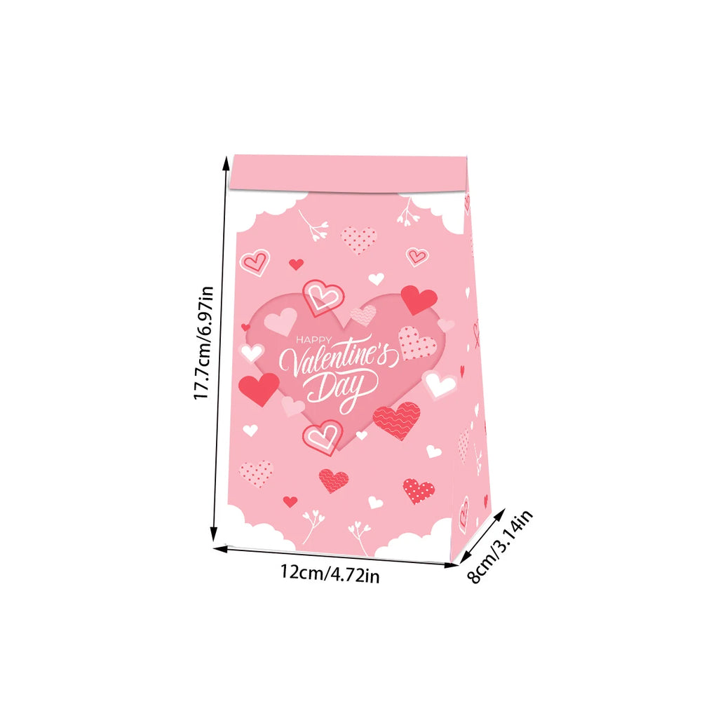 Valentine's Day Gift Bag Red Pink Candy Chocolate Packing Box Red Lip Love Printed Gift Box Valentine's Day Party Supplies Favor