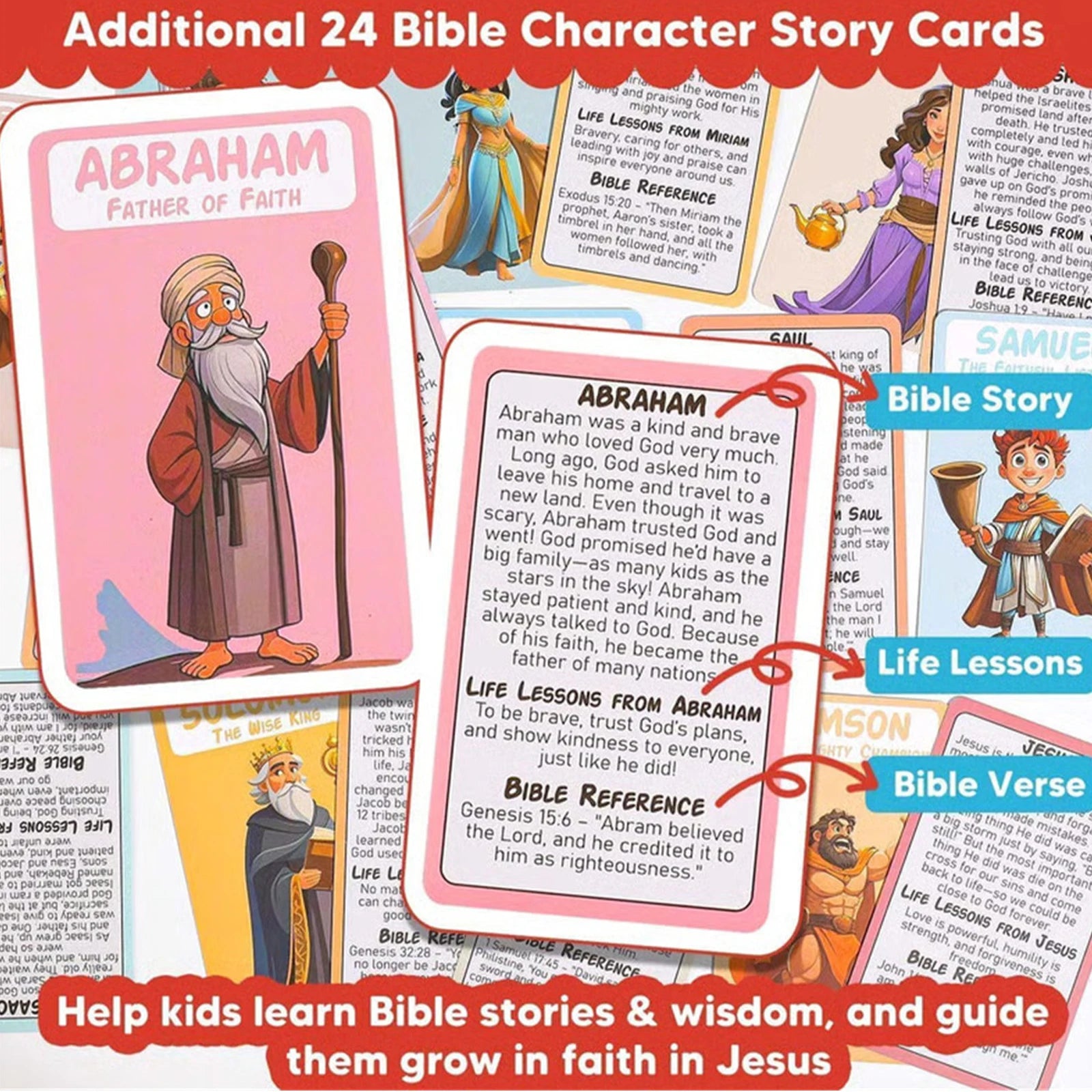 Bible Who I Am Portable Board Game 24 Holy Bible Characters Family Fun Card Guessing Game Fun Board Game with Life Story Cards