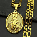 Jesus Crown of thorns Men's Necklace Stainless Steel Gold Color Chain Crucifix Medal Male Neckalces Religious Jewelry NZZ460S05