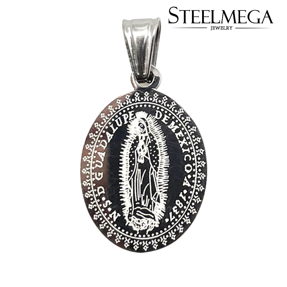 STEELMEGA Stainless Steel Catholic Pendant of Our Lady of Guadalupe Medal