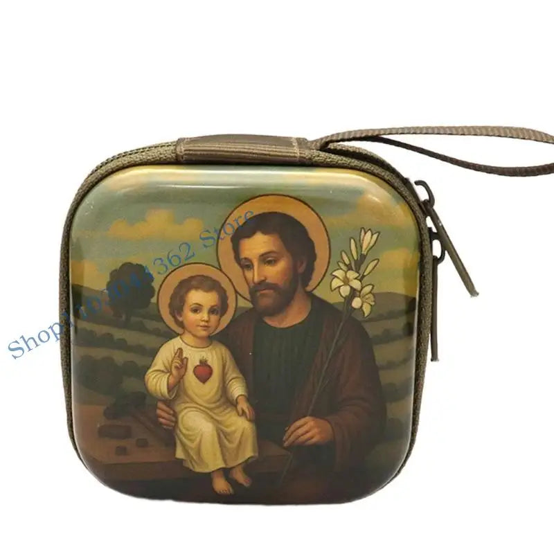 Rosary Jewelry Box Religious Trinket Storage Holders Case Religious Trinket Box Coin Purse Rosary Prayer Bag Zippers