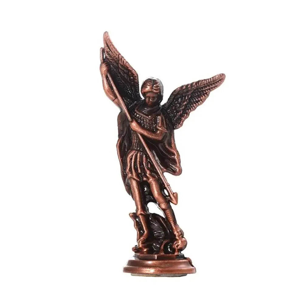 Christian Saint Michael FigurineThe Archangel Defeating Satan Guardian Statues Zinc Alloy Ctafts For Home Room Tabletop Desktop