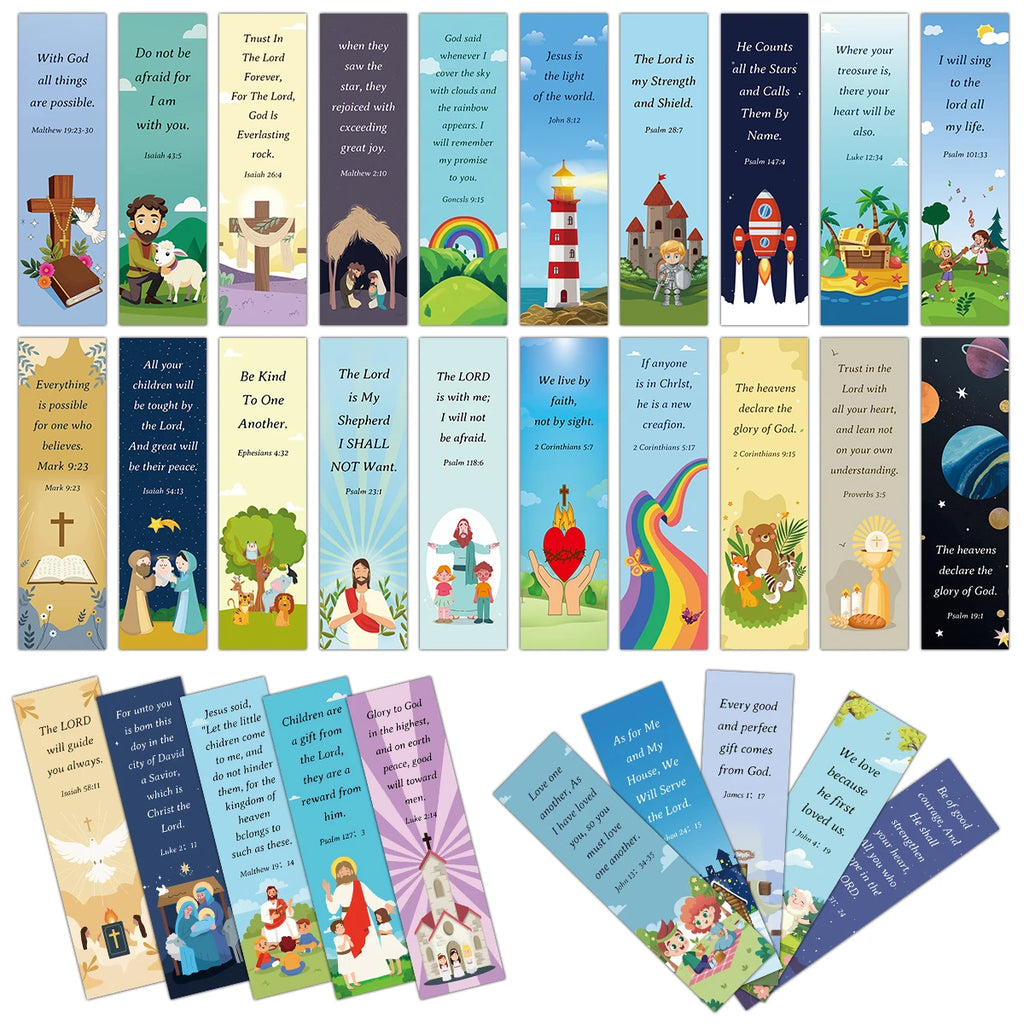 30pcs Bible Verse Bookmarks With Inspirational Scriptures,Christian Gifts,Sunday School Bible Study Favors,Church Baptism Cards