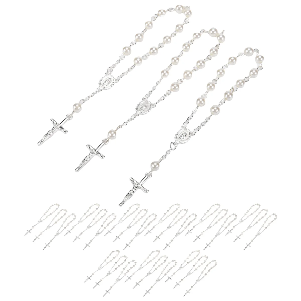 Quality! 30Pcs Baptism Rosary Beads Finger Baptism Rosaries Faux Pearls for Baptism Favors Christening Favors Communion Favors