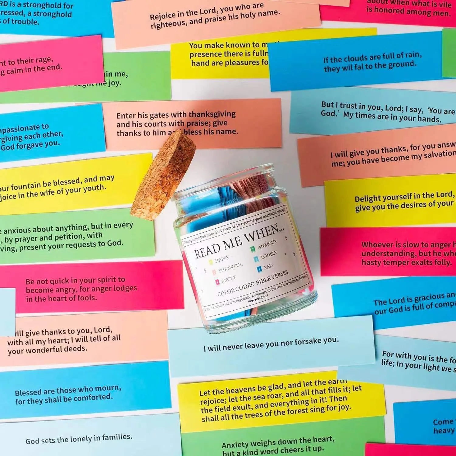 Bible Verses in A Jar, God's Word Storage Jar ,Colorful Bible Verses Gratitude & Blessings Christian ,With Gift Box