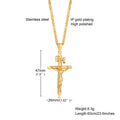 Stainless Steel Cross Necklace Catholicism Jesus Pendant Gold Color Collar Church Prayer Faith Jewelry for Men Women Gift