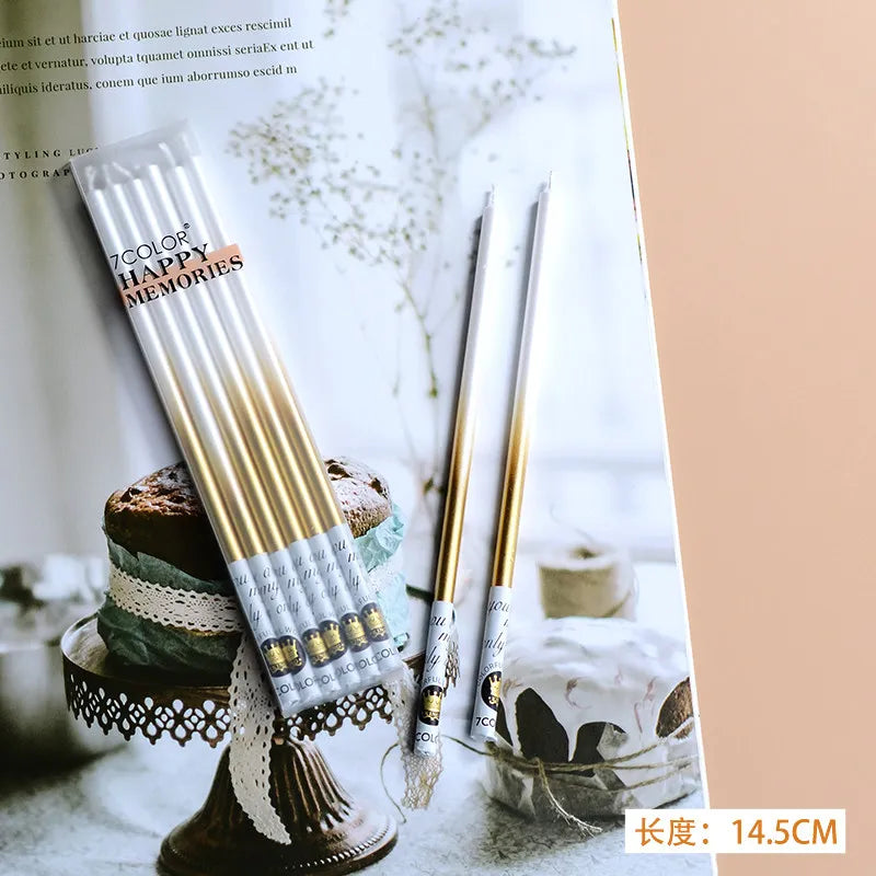 High end black and white golden candles for romantic parties, smoke-free and gold-plated