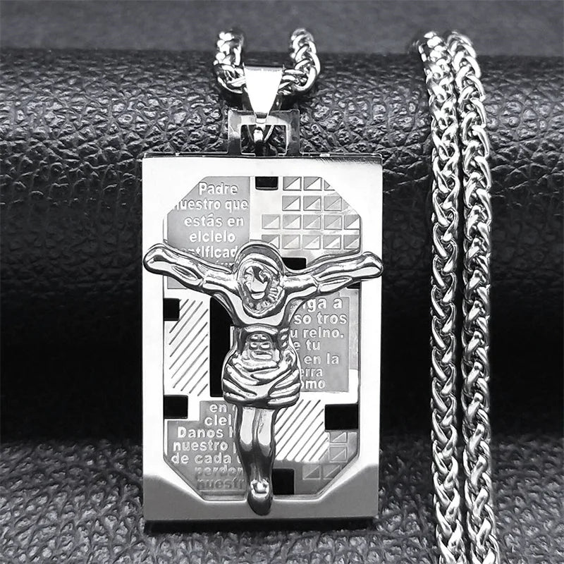 Catholic Virgin Mary Medal Our Lady of Guadalupe Pendant Necklace for Women Men Gold Color Stainless Steel Male Chain Jewelry