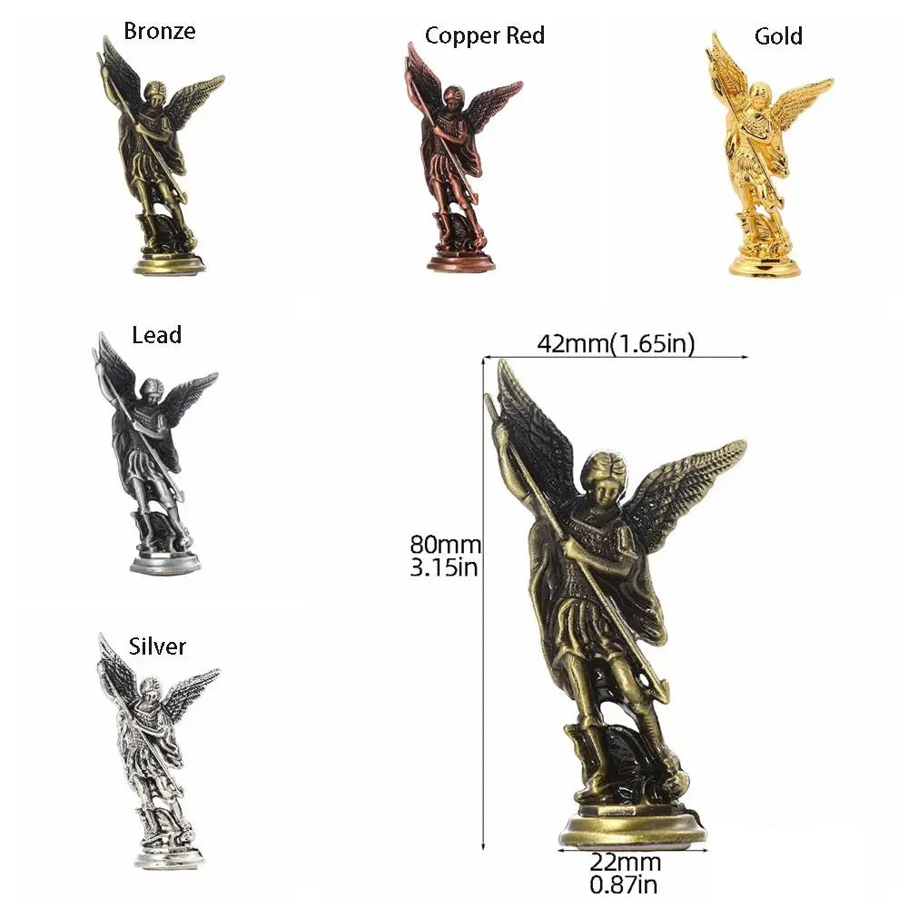 Christian Saint Michael FigurineThe Archangel Defeating Satan Guardian Statues Zinc Alloy Ctafts For Home Room Tabletop Desktop