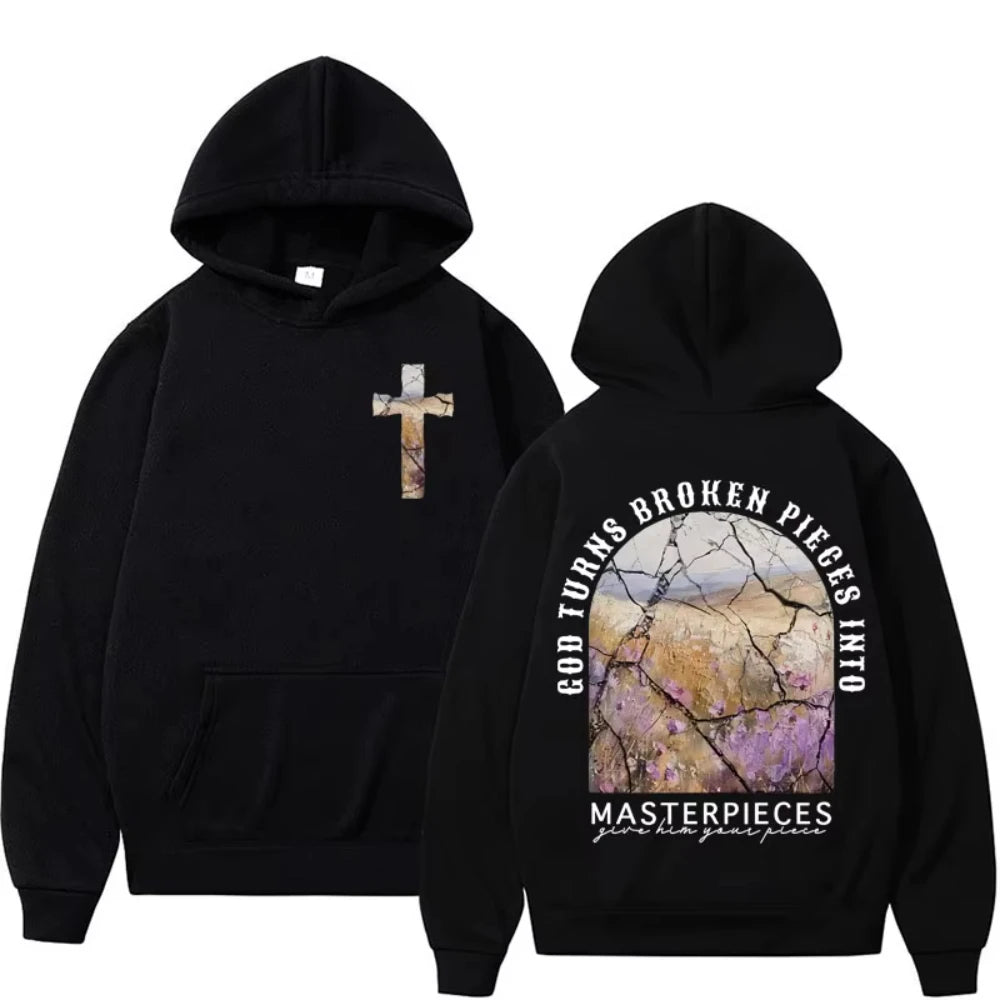 Masterpieces Christian Bible Verse Aesthetic Sweatshirt Religious Gift Jesus Apparel Hoodies Men Women Casual Long Sleeve Hooded